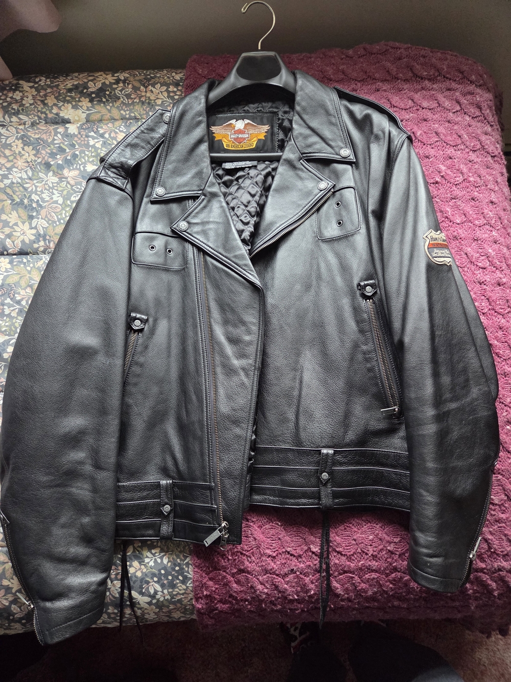 Harley-Davidson Black Leather Biker Bomber Jacket